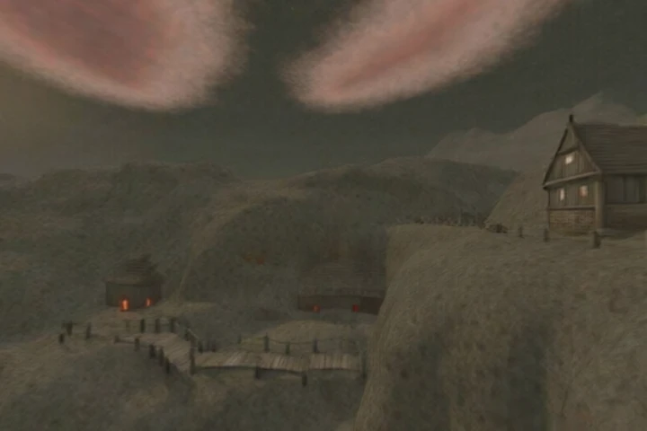 Un monde dans une nuit style dark fantasy avec une — loading walkable 3D world