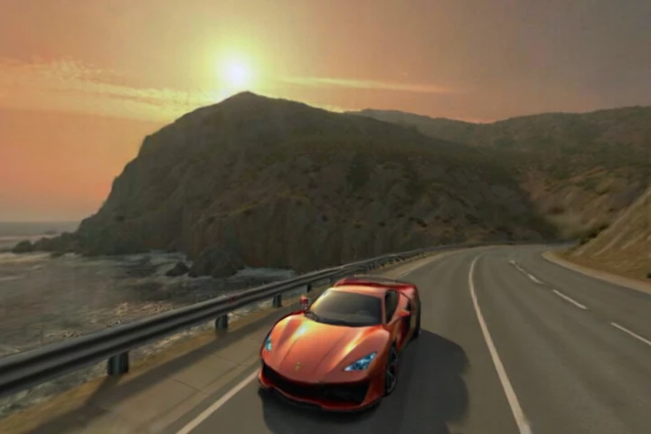 Photorealistic sports car driving on a — loading walkable 3D world